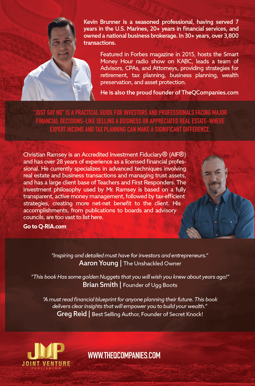 Just Say No To Bad Financial Advice - Back Cover